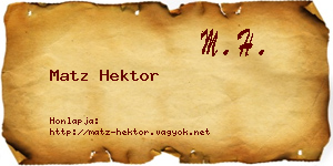 Matz Hektor névjegykártya